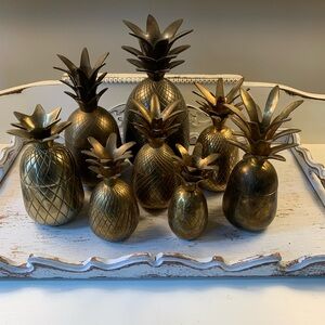 Brass Pineapple trinket box set of 8 assorted sizes